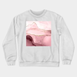 Watercolor Agate, Blush Pink Burgundy Faux Gold Veins Crewneck Sweatshirt